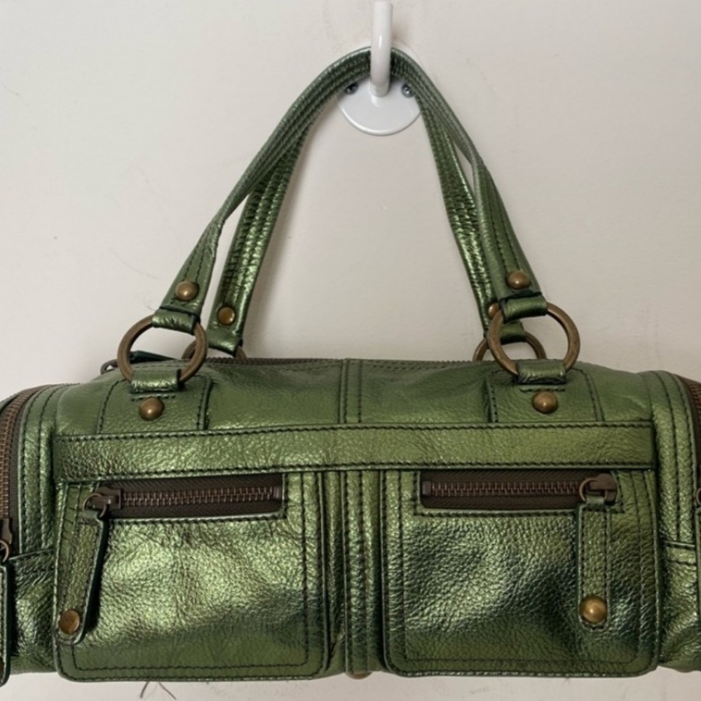 Rafe New York Green Metallic Leather Satchel